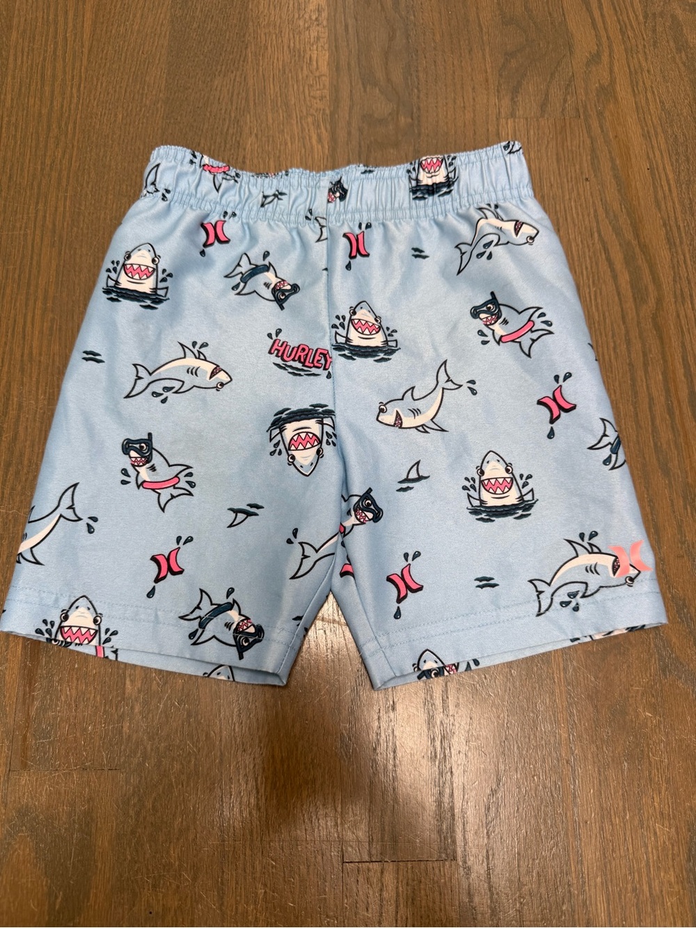 Hurley Kids Light Blue Shark Print Swim Trunks